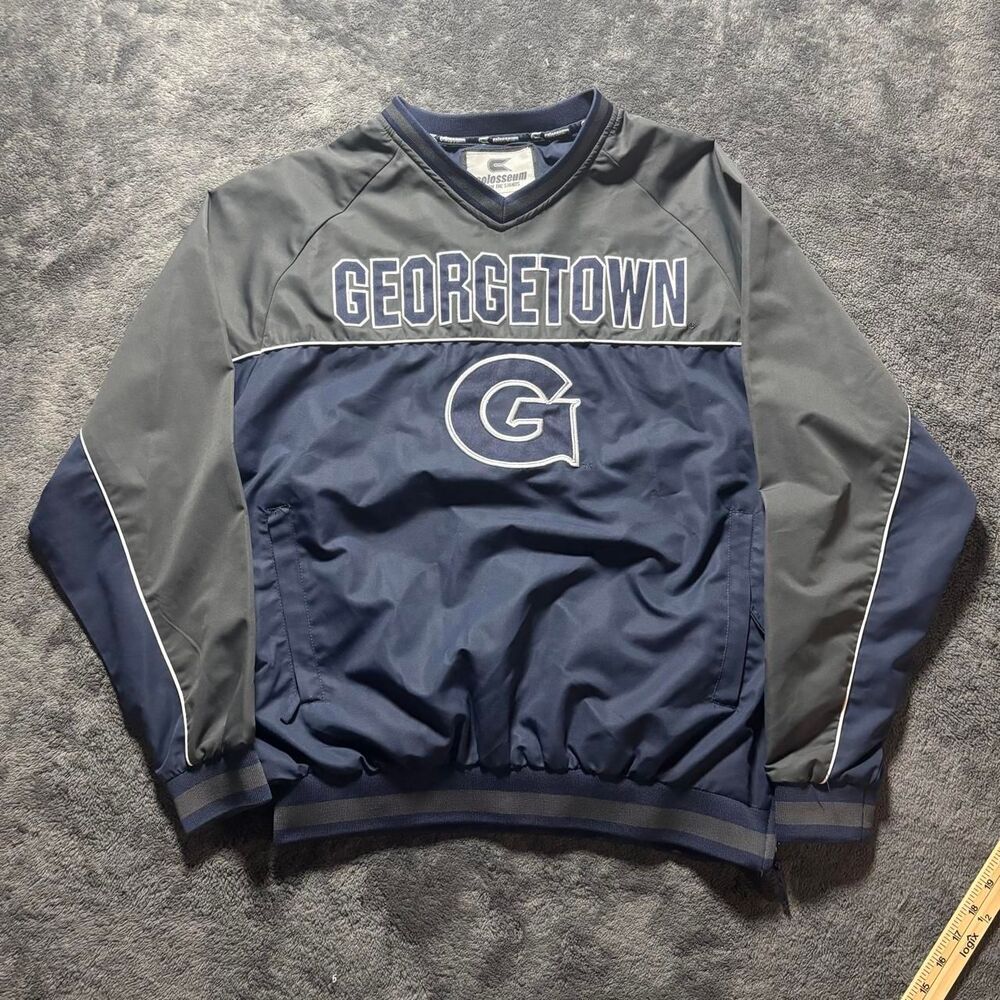 Colosseum Georgetown Hoyas Windbreaker Jacket Men’s M Blue Gray Vintage Pullover